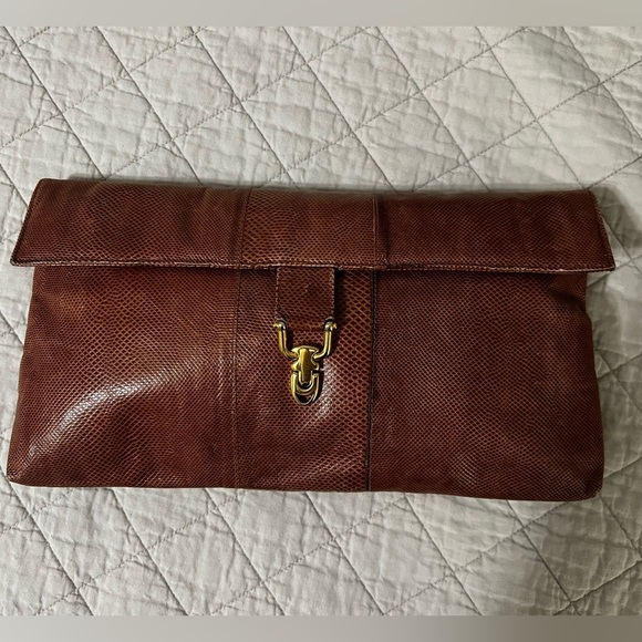 Vintage Ruth Saltz Genuine Lizard Skin With Tags Clutch Magnetic Closure VGUC - Picture 7 of 13